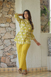 Yellow Sunflower Pure Cotton Co-ord Set