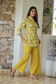 Yellow Sunflower Pure Cotton Co-ord Set