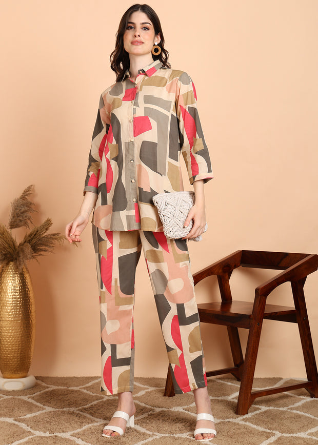 Abstract Printed Pure Cotton Co-ord Set