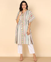 Stylish Kaftan Off white Pure Cotton Co-ord Set