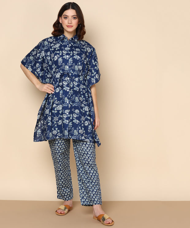 Blue Floral Pure Cotton Co-ord Set