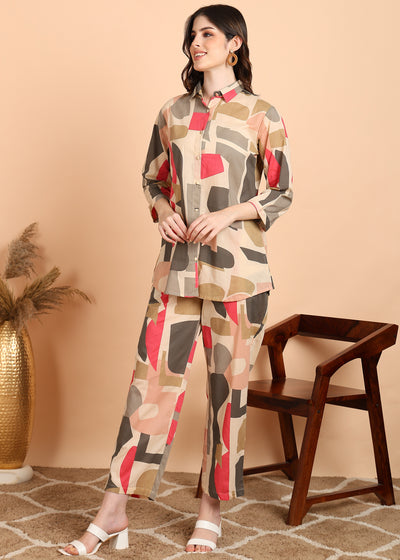 Abstract Printed Pure Cotton Co-ord Set