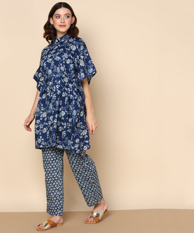 Blue Floral Pure Cotton Co-ord Set