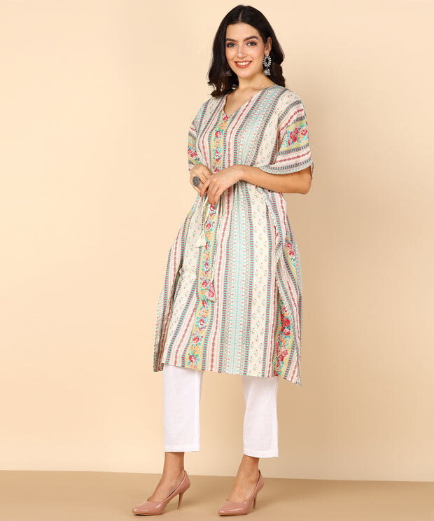 Stylish Kaftan Off white Pure Cotton Co-ord Set