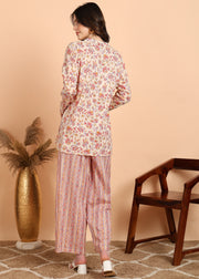 FLORAL PRINTED SWEETHEART NECK PURE COTTON CO-ORD SET