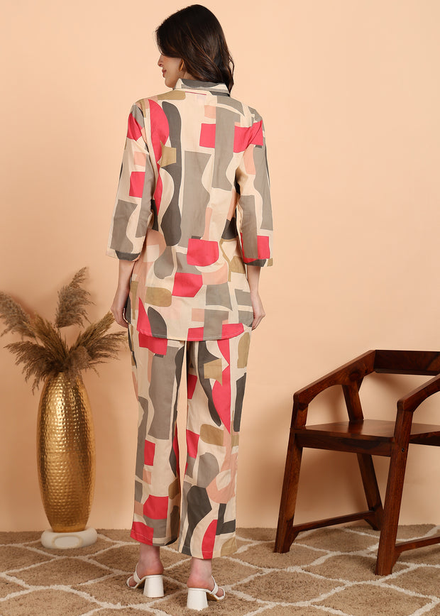 Abstract Printed Pure Cotton Co-ord Set