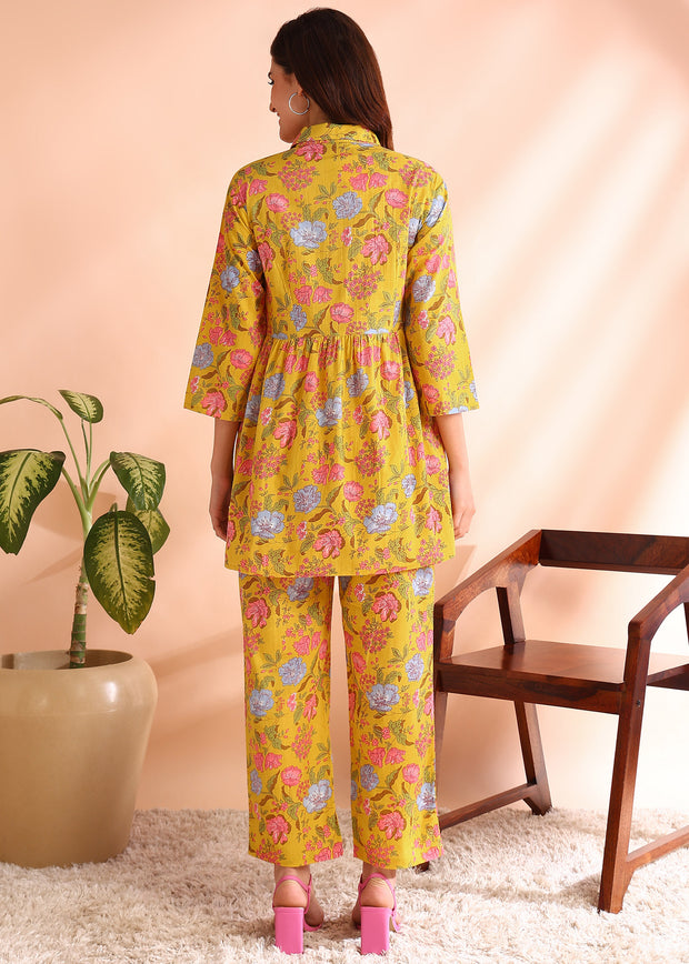 Orange Floral Pure Cotton Co-ord Set