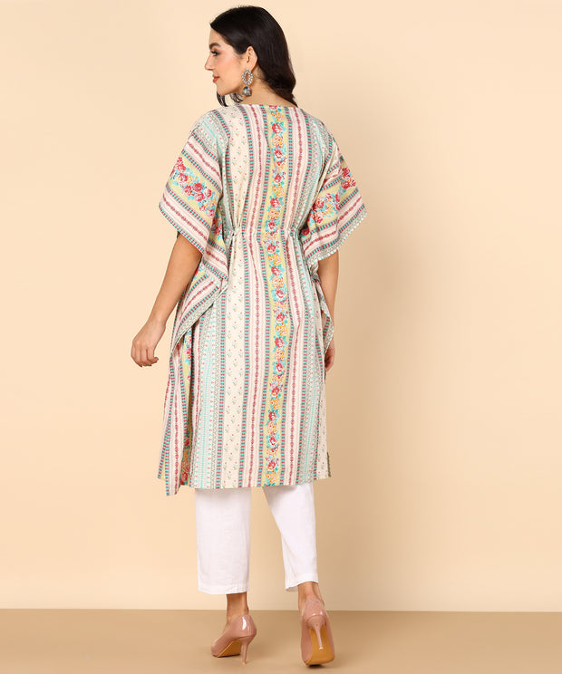 Stylish Kaftan Off white Pure Cotton Co-ord Set