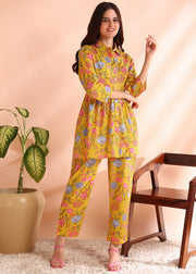 Orange Floral Pure Cotton Co-ord Set