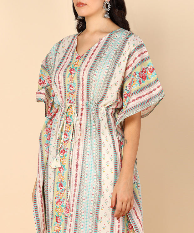 Stylish Kaftan Off white Pure Cotton Co-ord Set