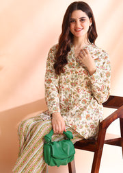 Creamish Floral Pure Cotton Co-ord Set