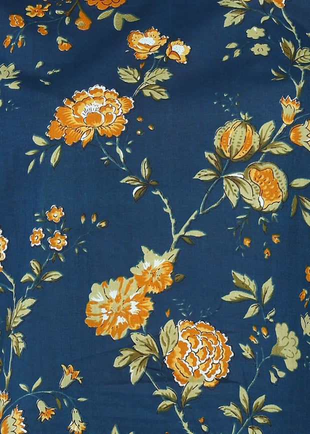 Blue & Orange Floral Pure Cotton Co-ord Set